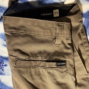 VOLCOM -FRICKIN SKATE CHINO PANTS - DARK KAKI - size 29 - W/ tech deck